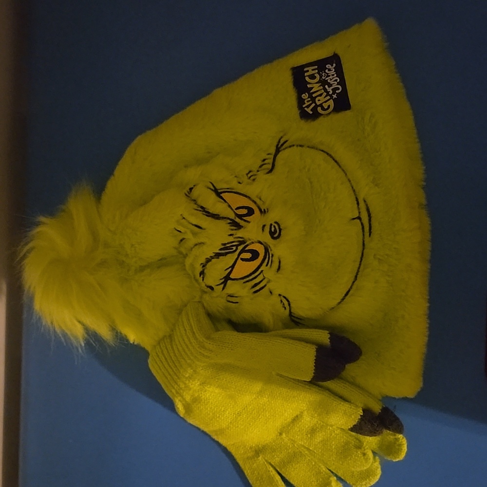 Justice The Grinch  hat and gloves